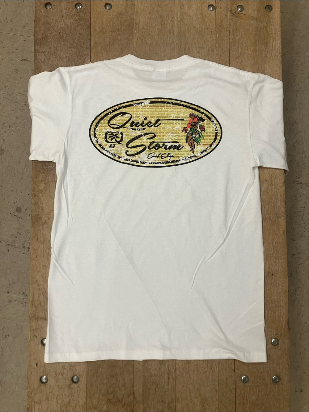 Quiet Storm Hula Girl T Shirt White Medium M NEW